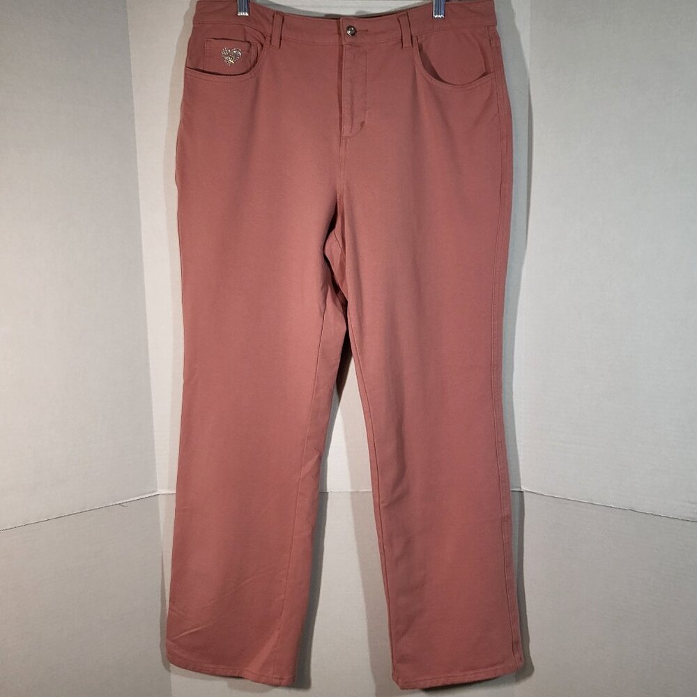 Dream Jeannes by Quacker Factory Women's Stretch Jeans Size 14 Salmon Pink